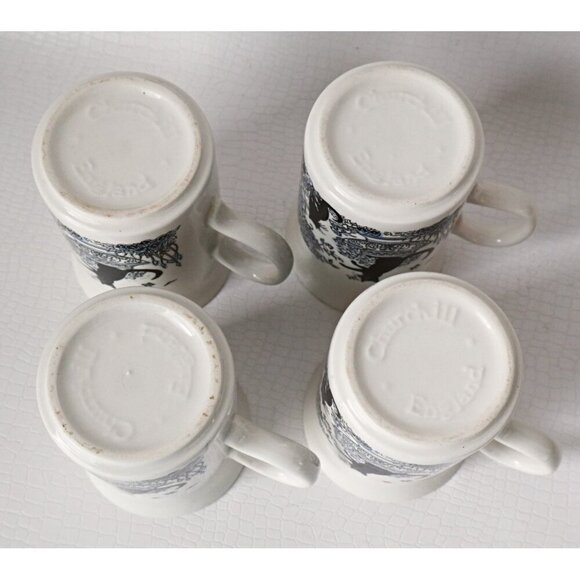 4 Vintage Black Cats in Garden Mugs Wood Holder Vintage England - Picture 6 of 8